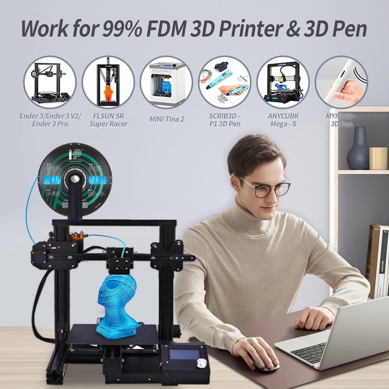 HP3DF Glow in The Dark PLA Filament, 3D Printer Filament, PLA Filament 1.75mm Dimensional Accuracy +/- 0.02mm, 1KG Spool (2.2 lbs), Fit Most FDM Printer (Glow Blue) - Image 4